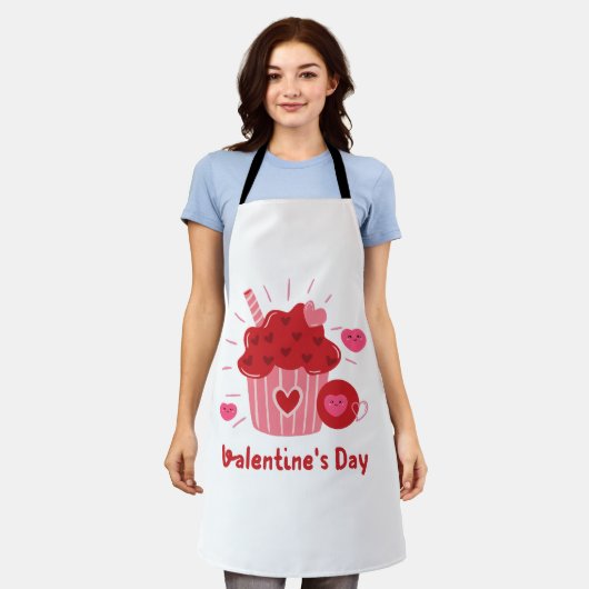 Happy Valentijnsdag - Red Hearts Cute Afbeeldingen Schort (Gedragen)
