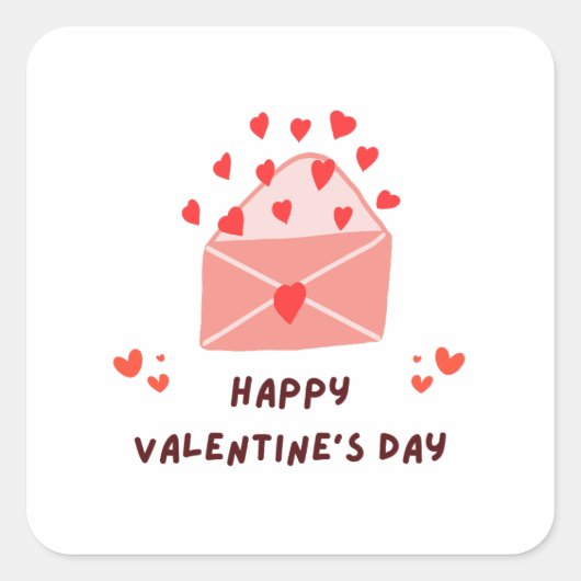Happy Valentijnsdag - Red Hearts Love Afbeeldingen Vierkante Sticker (Voorkant)