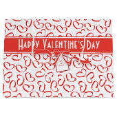 Happy Valentijnsdag Red Open Hearts Pattern Groot Cadeauzakje (Voorkant)