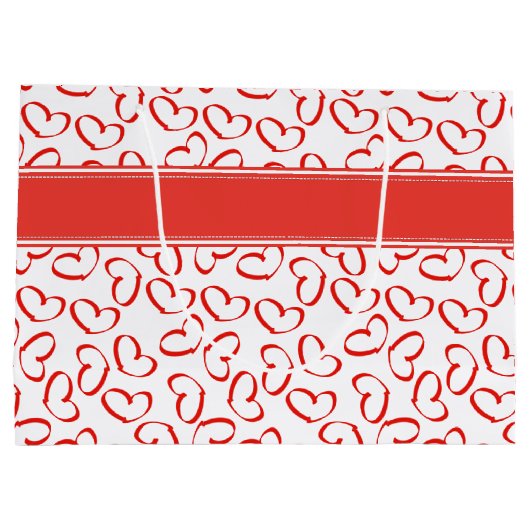 Happy Valentijnsdag Red Open Hearts Pattern Groot Cadeauzakje (Achterkant)