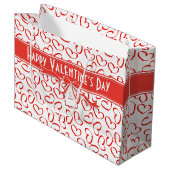 Happy Valentijnsdag Red Open Hearts Pattern Groot Cadeauzakje (Voorkant Gekanteld)