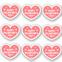 Happy Valentijnsdag, retro rood wit 9 harten Sticker
