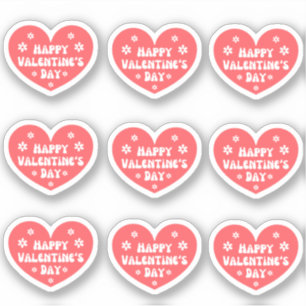 Happy Valentijnsdag, retro rood wit 9 harten Sticker