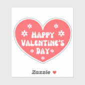 Happy Valentijnsdag, retro rood wit bloemenhart Sticker (Vel)