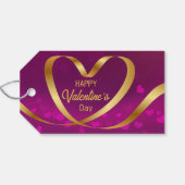 Happy Valentijnsdag ribbon Heart Gold Paars Cadeaulabel (Achterkant Horizontaal)
