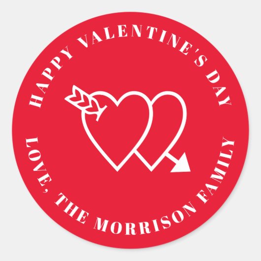 Happy Valentijnsdag rode schattige harten aangepas Ronde Sticker (Voorkant)