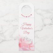 Happy Valentijnsdag Romantic Glass Hearts Flessenhanger (Voorkant)