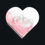 Happy Valentijnsdag Romantic Glass Hearts Notitieboek<br><div class="desc">Elegant mooi en romantisch plaatje met twee glazen harten op een bed van roze roze roze roze roze roze petjes.</div>