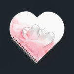 Happy Valentijnsdag Romantic Glass Hearts Notitieboek<br><div class="desc">Elegant mooi en romantisch plaatje met twee glazen harten op een bed van roze roze roze roze roze roze petjes.</div>