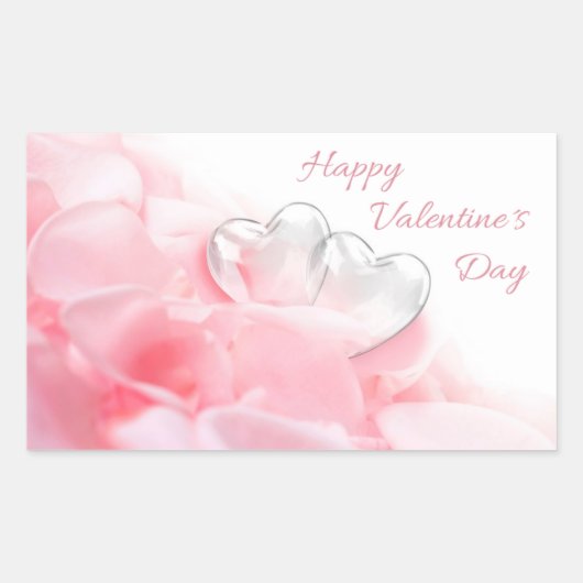Happy Valentijnsdag Romantic Glass Hearts Rechthoekige Sticker (Voorkant)