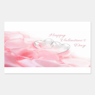 Happy Valentijnsdag Romantic Glass Hearts Rechthoekige Sticker