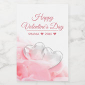 Happy Valentijnsdag Romantic Glass Hearts Voedselcontainer Etiket (Enkel label)