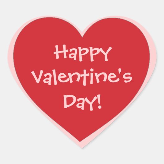 Happy Valentijnsdag rood roze hart stickers (Voorkant)