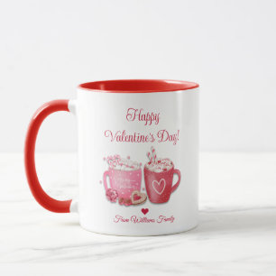 Happy Valentijnsdag, rood roze warme chocolademelk Mok
