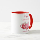 Happy Valentijnsdag, rood roze warme chocolademelk Mok (Voorkant rechts)