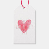 "Happy Valentijnsdag" Rood Waterverf hart Cadeaulabel (Voorkant)