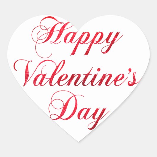 HAPPY VALENTIJNSDAG Rood Wit Glitter Hart Sticker (Voorkant)