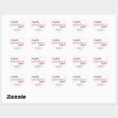 HAPPY VALENTIJNSDAG Roze Hart Retouradres Sticker (Vel)