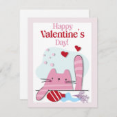 Happy Valentijnsdag roze kat kitten Kaart (Voorkant / Achterkant)
