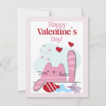 Happy Valentijnsdag roze kat kitten Kaart
