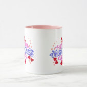 Happy Valentijnsdag Roze paarse harten Mok (Midden)