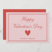 Happy Valentijnsdag Roze Rood Bedankkaart (Voorkant / Achterkant)