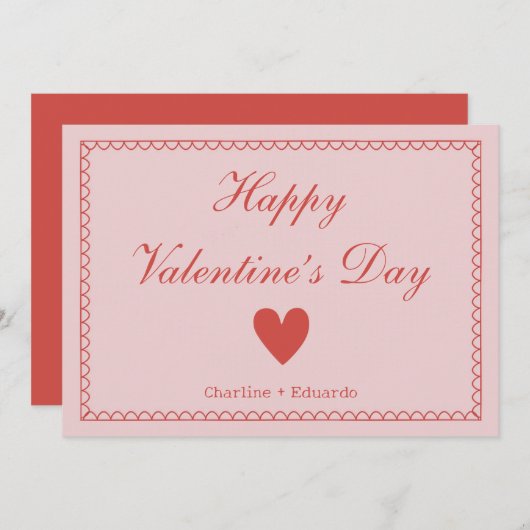 Happy Valentijnsdag Roze Rood Bedankkaart (Voorkant / Achterkant)