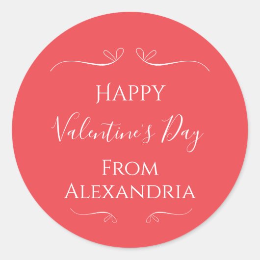 Happy Valentijnsdag Roze Rood Ronde Sticker (Voorkant)