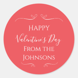 Happy Valentijnsdag Roze Rood van familienaam Ronde Sticker