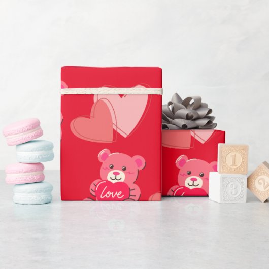 Happy Valentijnsdag schattig beer Cadeaupapier (Baby Shower)