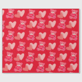 Happy Valentijnsdag schattig beer Cadeaupapier (Vlak)