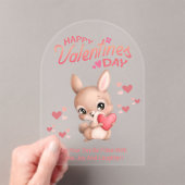 Happy Valentijnsdag, schattig konijntje verliefd o Acryl Uitnodigingen (Insitu (Draagbaar))