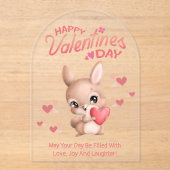 Happy Valentijnsdag, schattig konijntje verliefd o Acryl Uitnodigingen (Voorkant)