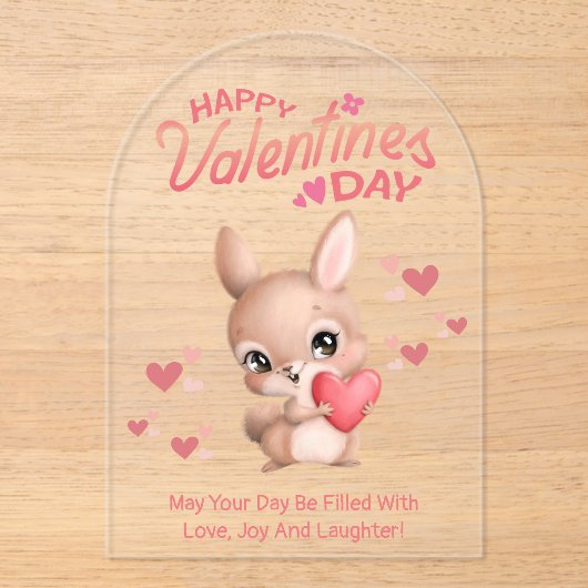 Happy Valentijnsdag, schattig konijntje verliefd o Acryl Uitnodigingen (Voorkant)