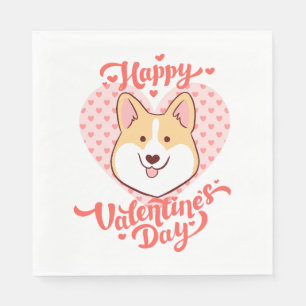 Happy Valentijnsdag Schattige Corgi Dog Servet