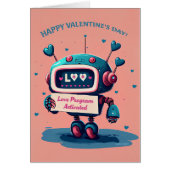 Happy Valentijnsdag Schattigee Blue Robot, Hearts  (Voorkant)