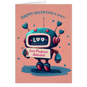 Happy Valentijnsdag Schattigee Blue Robot, Hearts