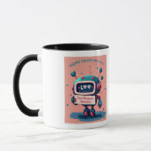 Happy Valentijnsdag Schattigee Blue Robot, Hearts  Mok (Links)