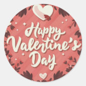 Happy Valentijnsdag Schattigee Speelse Vakantie St Ronde Sticker (Voorkant)