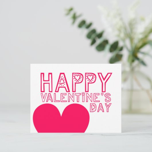 Happy Valentijnsdag Schattigee typografie Briefkaa Feestdagenkaart (Staand voorkant)