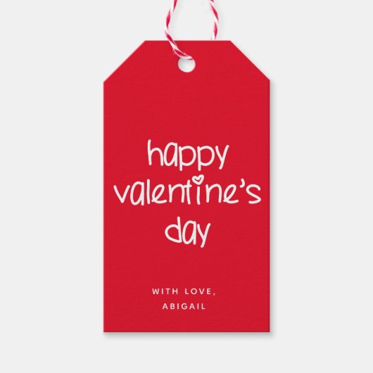 Happy Valentijnsdag - Schattigee Typografie Rood Cadeaulabel (Voorkant)