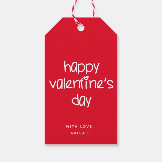 Happy Valentijnsdag - Schattigee Typografie Rood Cadeaulabel (Achterkant)