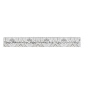 Happy Valentijnsdag Silver Hearts Ribbon Grosgrain Lint (Voorkant)