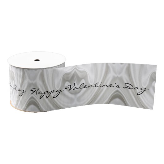 Happy Valentijnsdag Silver Hearts Ribbon Grosgrain Lint (Spoel)