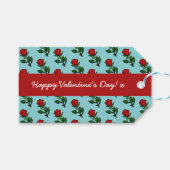 Happy Valentijnsdag Single Red Rose Pattern Cadeaulabel (Voorkant (Horizontaal))
