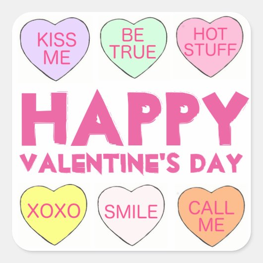 Happy Valentijnsdag Snoep harthart Stickers (Voorkant)