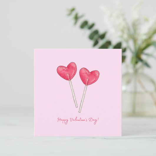 Happy valentijnsdag Sweet snoep hart lollipop Kaart (Staand voorkant)