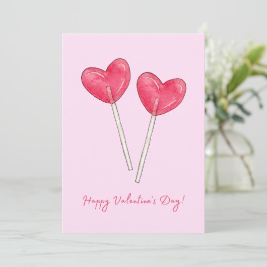Happy valentijnsdag Sweet snoep hart lollipop Kaart (Staand voorkant)