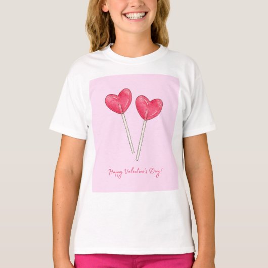 Happy valentijnsdag Sweet snoep hart lollipop T-shirt (Voorkant)