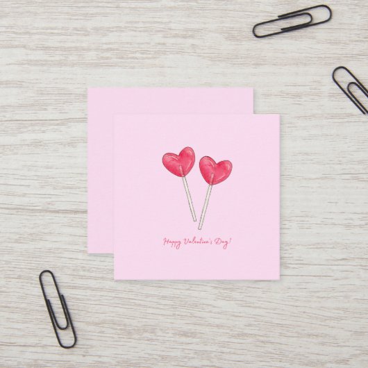 Happy valentijnsdag Sweet snoep hart lollipop Vierkante Visitekaartje (Voorkant / Achterkant in situ)